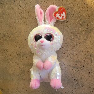 Ty Flippable Cute Pink and White Sequin Bunny Plush With Tags (bonnie) EUC